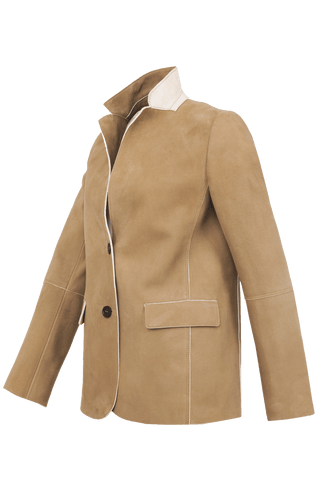 Ledersakko für Damen hellbraun von seitlich