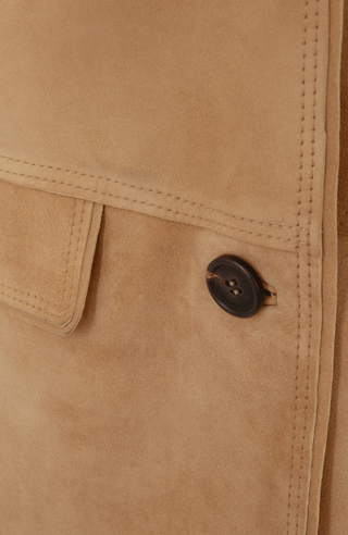 Damen-Halbmantel aus Veloursleder in Honiggelb – Modell Viona-CV 621693, Detailansicht