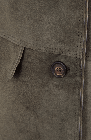 Damen-Halbmantel aus Veloursleder in Olivegrün – Modell Viona-CV 621693, Detailansicht