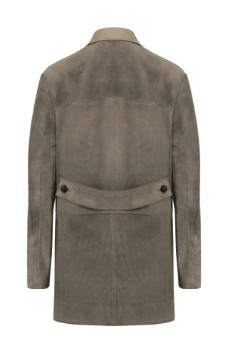 Damen-Halbmantel aus Veloursleder in Olivegrün – Modell Viona-CV 621693, Ruckansicht