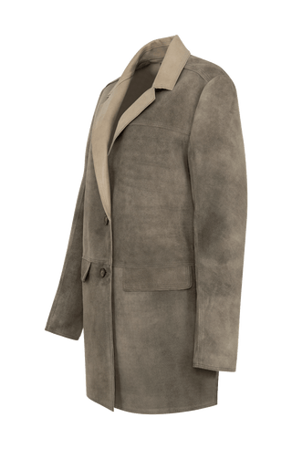 Damen-Halbmantel aus Veloursleder in Olivegrün – Modell Viona-CV 621693, Seitenansicht