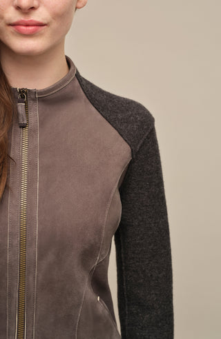 Damen Lederjacke JoyMulti-EL in Farbe Flintstone (1511) – Model Detailansicht, hochwertiges Design von Frauenschuh