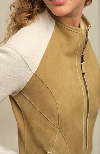 Damen Lederjacke JoyMulti-EL in Farbe Sandstone (2350) – Model Detailansicht, hochwertiges Design von Frauenschuh