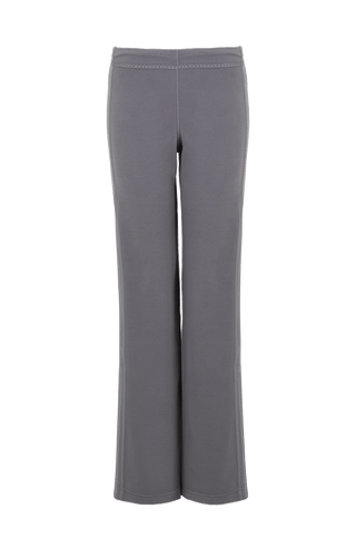 Graue Damen-Fleecehose von Frauenschuh, Modell Inga-BF2520 cement – Vorderansicht -sportlich-legere Hose für Frühling und Sommer, ideal für Freizeit und Outdoor.