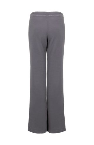 Graue Damen-Fleecehose von Frauenschuh, Modell Inga-BF2520 cement  – Rückansicht-sportlich-legere Hose für Frühling und Sommer, ideal für Freizeit und Outdoor.