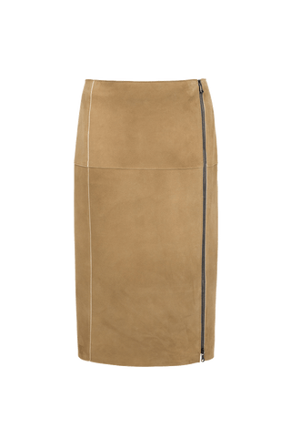 Karamel Lammleder Rock von vorne