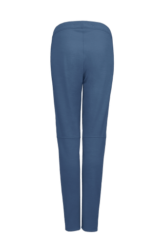 Frauenschuh Clio PSW Wollhose für Damen in Denim-Blau (209-0), Rückansicht. Leichte, atmungsaktive Stretchhose für Frühling und Sommer, ideal für Freizeitaktivitäten und Sport. Mit elastischem Bund zum Zubinden und praktischen Reißverschlusstaschen für einen sportlich-modernen Look