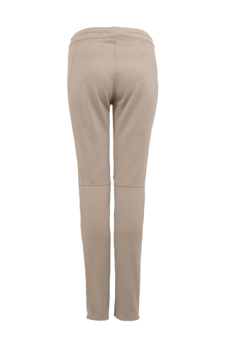 Frauenschuh Clio PSW Wollhose für Damen in Cashmere-Grau (31-0), Rückansicht. Stretchhose für Frühling und Sommer, ideal für Freizeitaktivitäten und Sport. Mit elastischem Bund zum Zubinden und praktischen Reißverschlusstaschen, kombiniert Komfort mit einem modernen, funktionalen Look