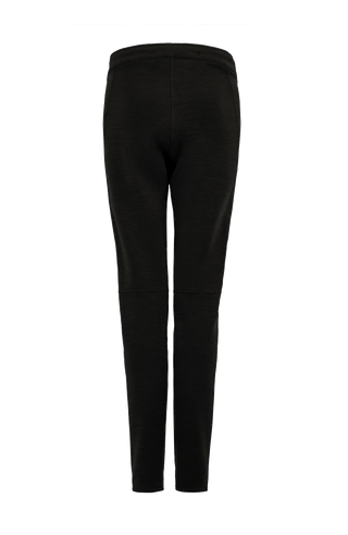 Frauenschuh Clio PSW Wollhose für Damen in Schwarz (01-0), Rückansicht. Leichte, atmungsaktive Stretchhose für Frühling und Sommer, ideal für Freizeitaktivitäten und Sport. Mit elastischem Bund zum Zubinden und praktischen Reißverschlusstaschen für einen sportlich-modernen Look
