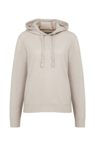 Cashmere Pullover mit Kapuze in beige von vorne