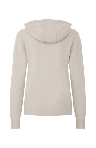 Cashmere Pullover mit Kapuze in beige von hinten