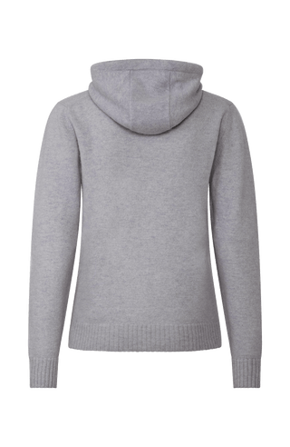 Cashmere Pullover mit Kapuze hellgrau von hinten