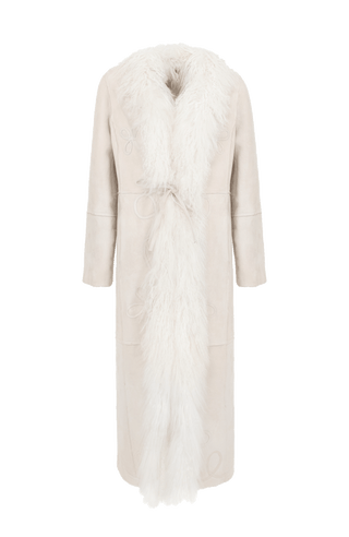 Lammfell Hippie Mantel creme von vorne