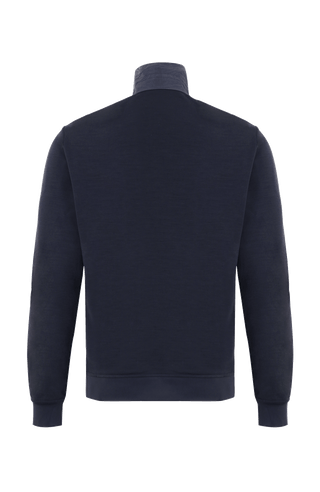 Frauenschuh Herrenjacke „Oliver PSW“ in der Farbe dunkelblau, Rückansicht, Gefertigt aus Power Stretch Wool – eine leichte, elastische und atmungsaktive Jacke für Frühling und Sommer. Mit sportlich-eleganter Passform und funktionalem Design für aktive Freizeit