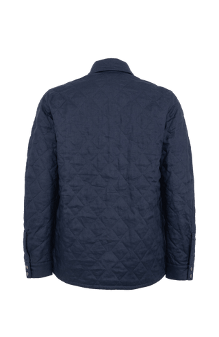 dunkelblaue Herren Leinen-Quilt Jacke von hinten