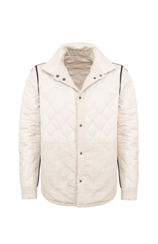 hellbeige Herren Leinen-Quilt Jacke gewendet