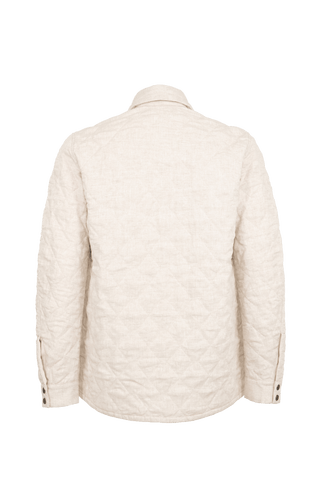 hellbeige Herren Leinen-Quilt Jacke von hinten