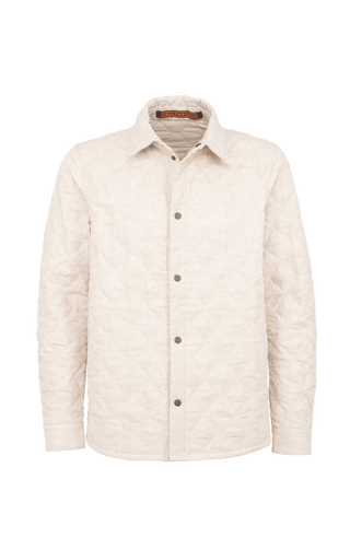 hellbeige Herren Leinen-Quilt Jacke von vorne