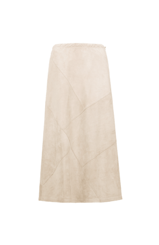 Beiger Veloursleder Rock von vorne