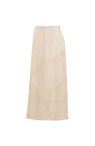 Beiger Velourslederrock von der Seite e