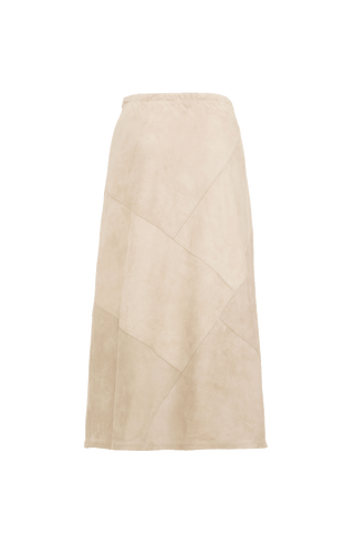 Beiger Veloursleder Rocok von hinten