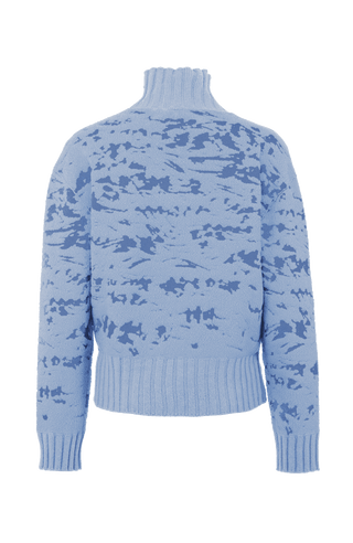 Cashmere Merino  Pullover blau mit Berg Motiv von hinten