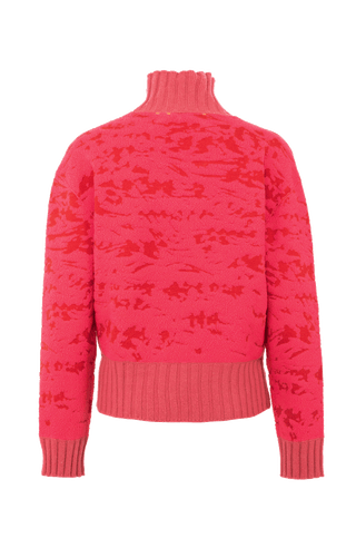 Cashmere Merino Pullover pink mit Berg Motiv von hinten