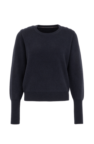 Cashmere Pullover mit Schulterpolster dunkelblau von vorne