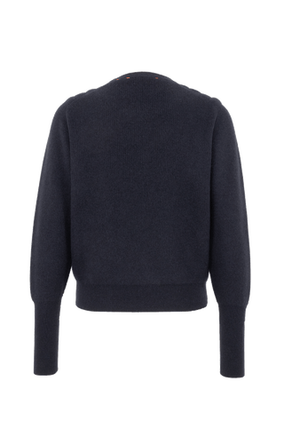 Cashmere Pullover mit Schulterpolster dunkelblau von hinten