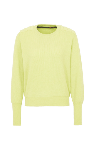 Cashmere Pullover mit Schulterpolster in hellgrün von vorne