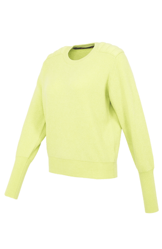 Cashmere Pullover mit Schulterpolster in hellgrün von der Seite