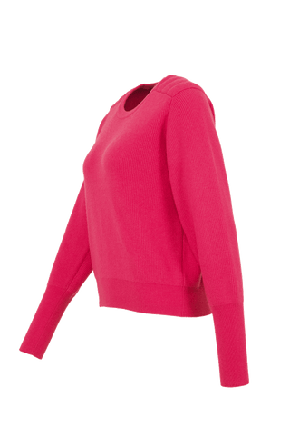 Cashmere Pullover mit Schulterpolster pink von der Seite