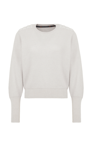 Cashmere Pullover mit Schulterpolster in weiß von vorne