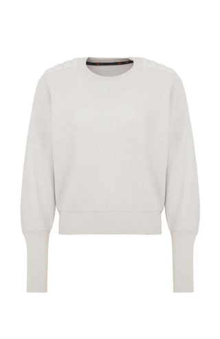 Cashmere Pullover mit Schulterpolster in weiß von vorne