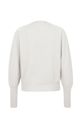 Cashmere Pullover mit Schulterpolster weiß von hinten