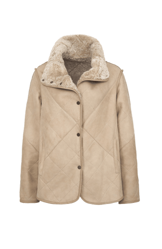 Lammfell Jacke hellbraun von vorne