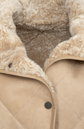 Lammfell Jacke hellbraun Detail