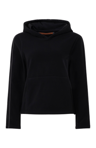 Damen Fleece Pullover in schwarz Frontansicht.