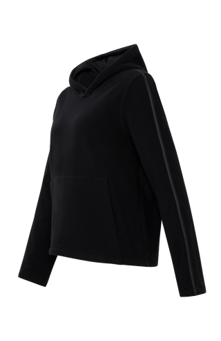 Damen Fleece Pullover in schwarz Seitenansicht.