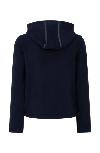 Damen Fleece Pullover in dunkelblau Rückenansicht.