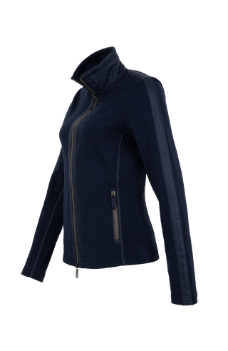 Blaue Stretch Jacke für Damen von der Seite