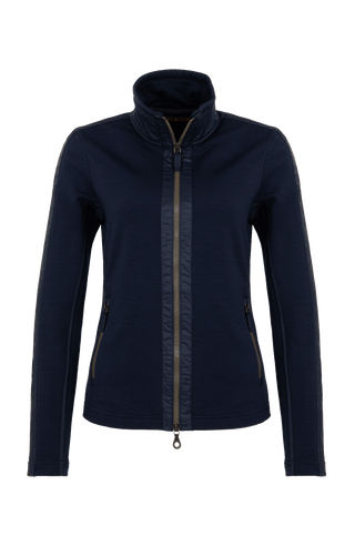Dunkelblaue Stretch Jacke für Damen von vorne