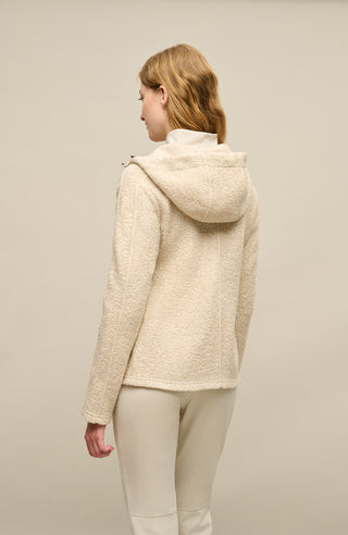 Damen-Kaschmirpullover mit Kapuze in Caramel – Modell Rania-CT 506580, Model Rückansicht