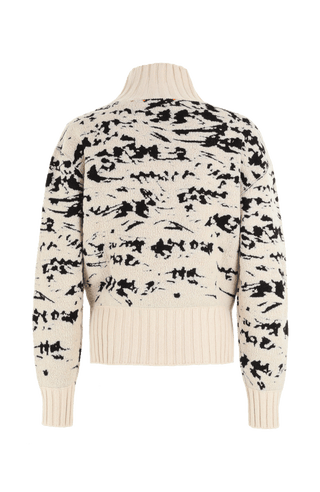Cashmere Merino Pullover creme mit Berg Motiv von hinten