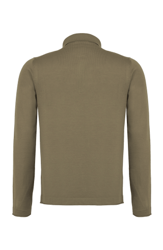 Herren-Poloshirt mit langen Ärmeln in oliv grün, Modell 400648 ALAN-SW – Rueckansicht Klassischer Kragen mit Knopfleiste.