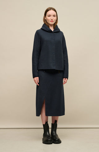 Knielanger Damen Walkrock midnight von vorne