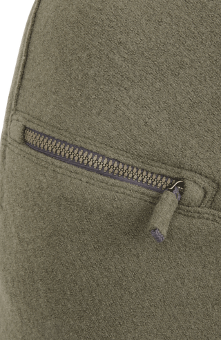 Knielanger Damen-Walkrock Modell Zita in grün Detailansichtt – eleganter Wollrock mit klassischem Schnitt, ideal für Herbst und Winter.