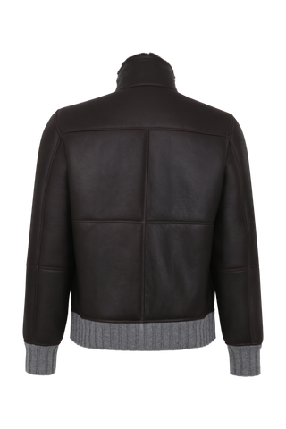 Herren-Lammfelljacke von Frauenschuh aus dunkelbraunem Nappaleder, Modell 028727 Alvin-MVN, Rueckansicht