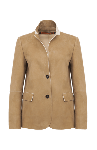 Ledersakko für Damen hellbraun von vorne