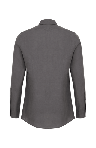 Leinenhemd für Herren, Modell Julian (Art. 643713) in grau, Rueckansicht auf weißem Hintergrund fotografiert